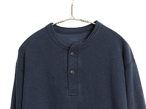 エルエルビーン ヘンリーネック 長袖 Tシャツ メンズ L 古着 TRADITIONAL FIT 無地 ロンT アンダーシャツ 2レイヤー カットソー ネイビー