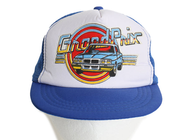 デッドストック 80s グランプリ アメ車 プリント メッシュ ベースボール キャップ フリーサイズ / ヴィンテージ 帽子 トラッカー ハット 車