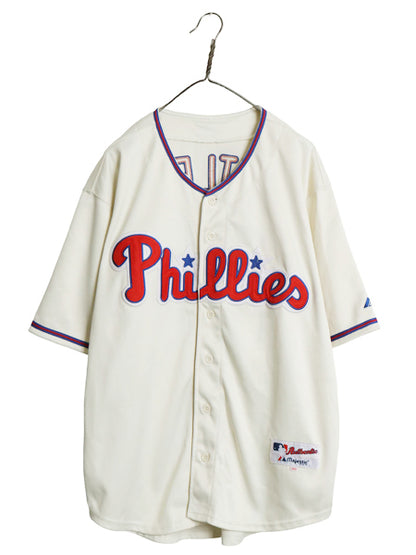 フィリーズ ベースボール シャツ メンズ XXL 程/ MLB オフィシャル マジェスティック 大リーグ ユニフォーム 大きいサイズ 重ね着 ジャージ