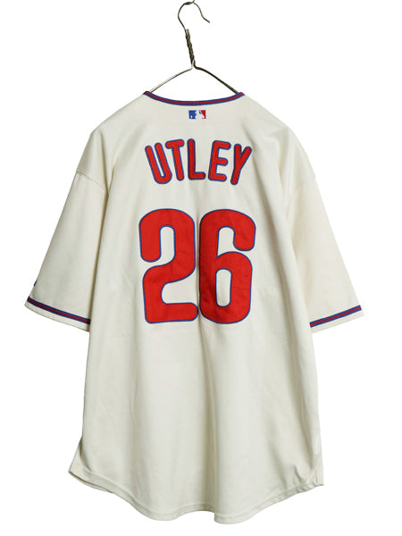 フィリーズ ベースボール シャツ メンズ XXL 程/ MLB オフィシャル マジェスティック 大リーグ ユニフォーム 大きいサイズ 重ね着 ジャージ