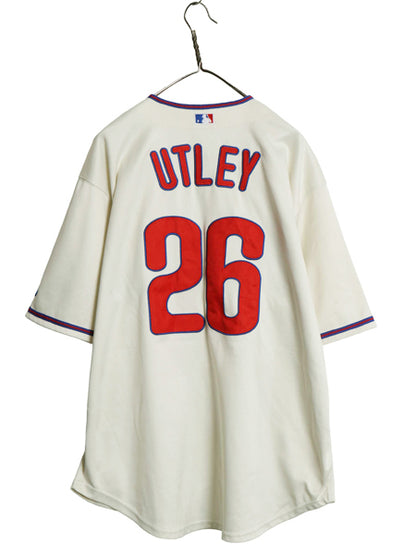フィリーズ ベースボール シャツ メンズ XXL 程/ MLB オフィシャル マジェスティック 大リーグ ユニフォーム 大きいサイズ 重ね着 ジャージ