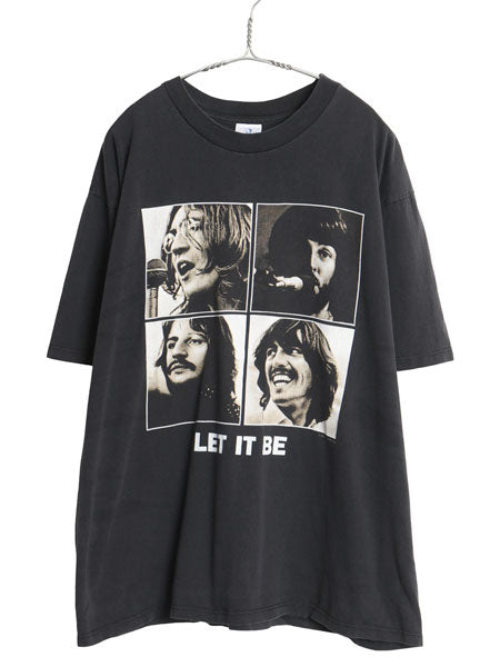 90s USA製 ビートルズ フォト イラスト プリント Tシャツ メンズ XL / オールド オフィシャル バンド ロック グラフィック 大きいサイズ 黒