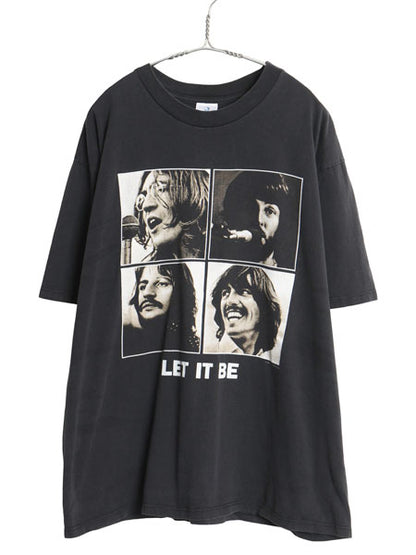 90s USA製 ビートルズ フォト イラスト プリント Tシャツ メンズ XL / オールド オフィシャル バンド ロック グラフィック 大きいサイズ 黒