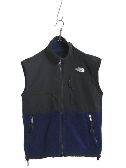 90s ノースフェイス デナリ ベスト メンズ S / オールド アウトドア 前開き 重ね着 フルジップ フリース ナイロン ワンポイント ツートン