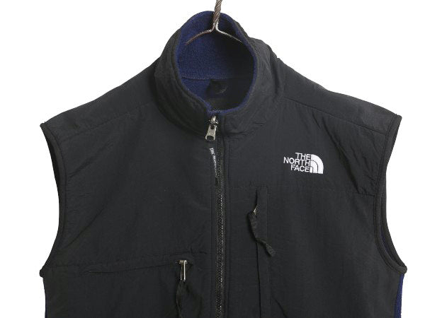 90s ノースフェイス デナリ ベスト メンズ S / オールド アウトドア 前開き 重ね着 フルジップ フリース ナイロン ワンポイント ツートン