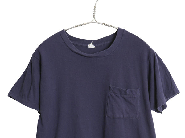 80s USA製 フルーツオブザルーム ポケット付き 無地 半袖 Tシャツ メンズ L 小さめ S ヴィンテージ 当時物 ポケT シングルステッチ 耳付き