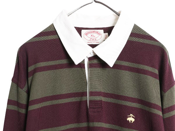 ブルックスブラザーズ ボーダー 長袖 ラガーシャツ メンズ XL / 古着 ラグビー 長袖シャツ ポロシャツ ワンポイント 大きいサイズ ツートン