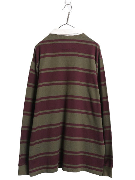 ブルックスブラザーズ ボーダー 長袖 ラガーシャツ メンズ XL / 古着 ラグビー 長袖シャツ ポロシャツ ワンポイント 大きいサイズ ツートン