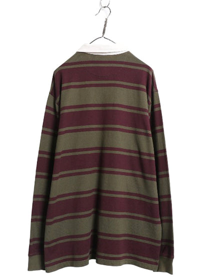 ブルックスブラザーズ ボーダー 長袖 ラガーシャツ メンズ XL / 古着 ラグビー 長袖シャツ ポロシャツ ワンポイント 大きいサイズ ツートン