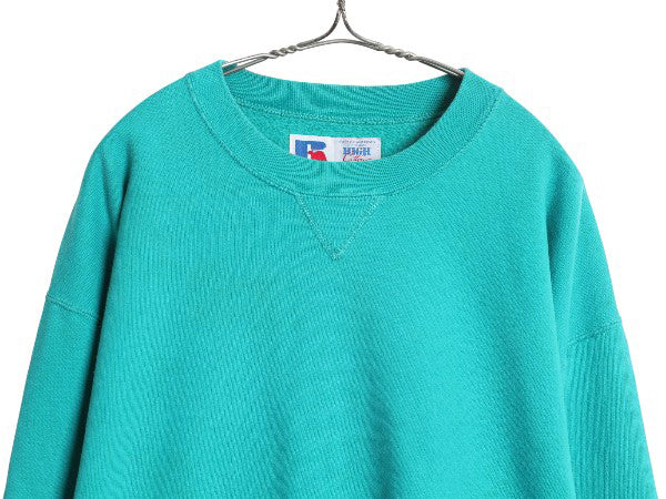 90s USA製 ラッセル 無地 スウェット メンズ レディース XL / オールド トレーナー 前V 裏起毛 ヘビーウェイト ワンポイント 大きいサイズ