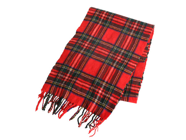 90s スコットランド製 ブルックスブラザーズ マフラー メンズ レディース 古着 オールド ラム ウール チェック フリンジ付き シンプル 防寒