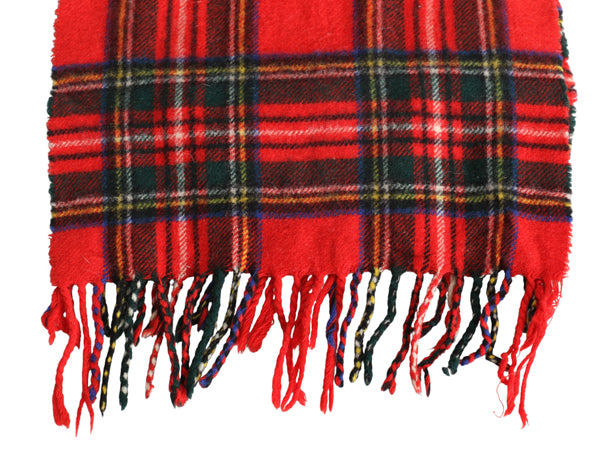 90s スコットランド製 ブルックスブラザーズ マフラー メンズ レディース 古着 オールド ラム ウール チェック フリンジ付き シンプル 防寒