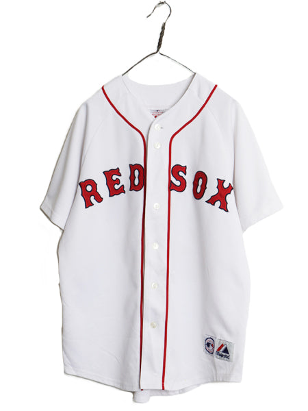 レッドソックス ベースボール シャツ メンズ L 程/ MLB オフィシャル マジェスティック 大リーグ ユニフォーム ゲームシャツ 重ね着 前開き