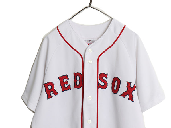 レッドソックス ベースボール シャツ メンズ L 程/ MLB オフィシャル マジェスティック 大リーグ ユニフォーム ゲームシャツ 重ね着 前開き