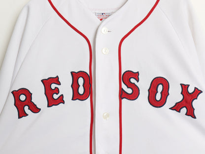 レッドソックス ベースボール シャツ メンズ L 程/ MLB オフィシャル マジェスティック 大リーグ ユニフォーム ゲームシャツ 重ね着 前開き