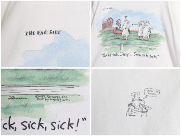 90s ウシ ジョーク アート イラスト プリント Tシャツ メンズ XL 程/ 古着 オールド アニマル キャラクター シングルステッチ 大きいサイズ