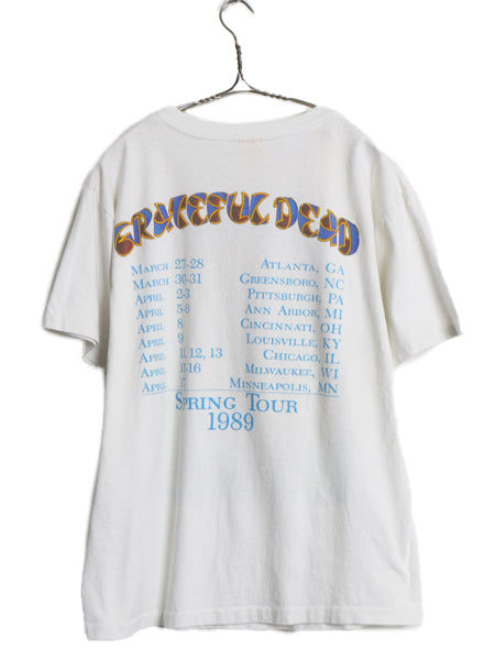 80s USA製 ★ グレイトフルデッド ツアー イラスト プリント Tシャツ メンズ L ヴィンテージ 当時物 バンド ロック スカル キャラクター 白
