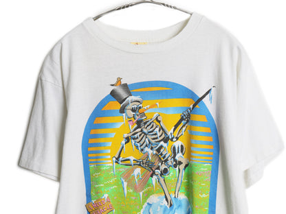 80s USA製 ★ グレイトフルデッド ツアー イラスト プリント Tシャツ メンズ L ヴィンテージ 当時物 バンド ロック スカル キャラクター 白