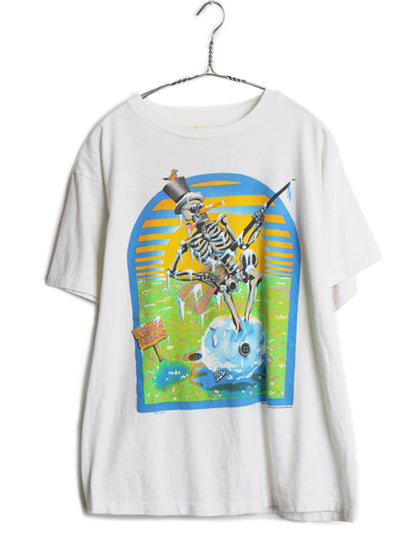 80s USA製 ★ グレイトフルデッド ツアー イラスト プリント Tシャツ メンズ L ヴィンテージ 当時物 バンド ロック スカル キャラクター 白