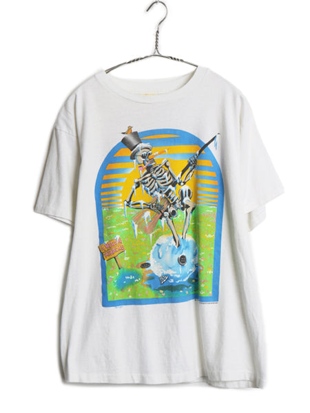 80s USA製 ★ グレイトフルデッド ツアー イラスト プリント Tシャツ メンズ L ヴィンテージ 当時物 バンド ロック スカル キャラクター 白
