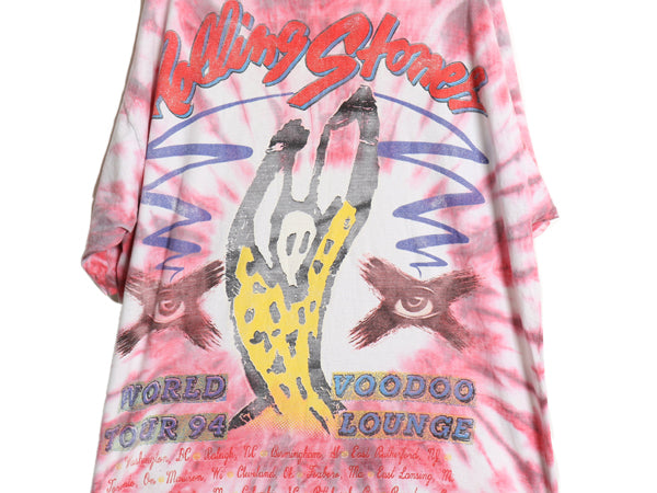 90s ローリング ストーンズ ツアー イラスト プリント タイダイ Tシャツ メンズ XXL 古着 オールド リップタン バンド ロック 大きいサイズ