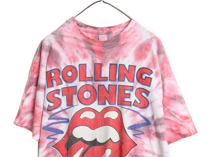 90s ローリング ストーンズ ツアー イラスト プリント タイダイ Tシャツ メンズ XXL 古着 オールド リップタン バンド ロック 大きいサイズ