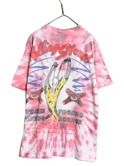 90s ローリング ストーンズ ツアー イラスト プリント タイダイ Tシャツ メンズ XXL 古着 オールド リップタン バンド ロック 大きいサイズ