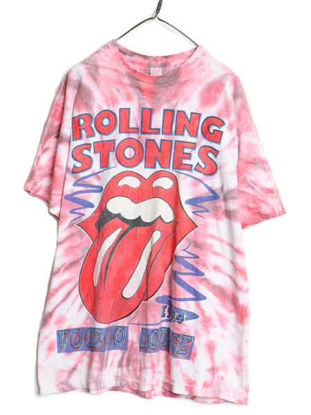 90s ローリング ストーンズ ツアー イラスト プリント タイダイ Tシャツ メンズ XXL 古着 オールド リップタン バンド ロック 大きいサイズ