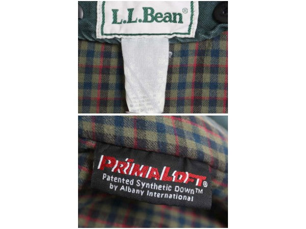 90s エルエルビーン ダック ハンティング ジャケット レディース L オールド カバーオール フィールド コート 脱着 チェック 中綿 ライナー