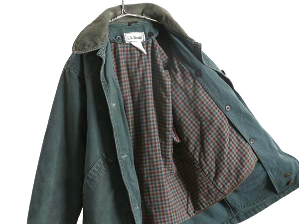 90s エルエルビーン ダック ハンティング ジャケット レディース L オールド カバーオール フィールド コート 脱着 チェック 中綿 ライナー