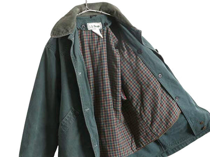90s エルエルビーン ダック ハンティング ジャケット レディース L オールド カバーオール フィールド コート 脱着 チェック 中綿 ライナー