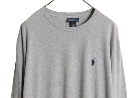 00s ポロ ラルフローレン 長袖 Tシャツ メンズ L オールド ワンポイント ポニー ロンT コットン カットソー シングルステッチ 無地 グレー