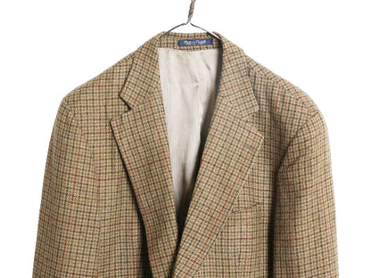 90s POLO UNIVERSITY CLUB ラルフローレン テーラード ジャケット メンズ XL 程/ 古着 オールド ポロ ブレザー ウール アルパカ チェック