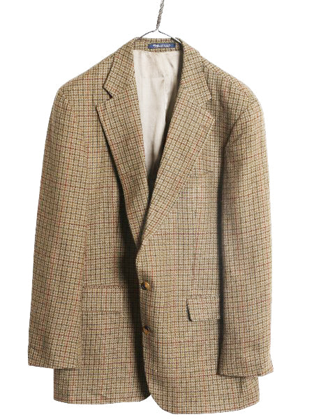 90s POLO UNIVERSITY CLUB ラルフローレン テーラード ジャケット メンズ XL 程/ 古着 オールド ポロ ブレザー ウール アルパカ チェック