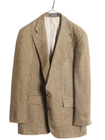 90s POLO UNIVERSITY CLUB ラルフローレン テーラード ジャケット メンズ XL 程/ 古着 オールド ポロ ブレザー ウール アルパカ チェック