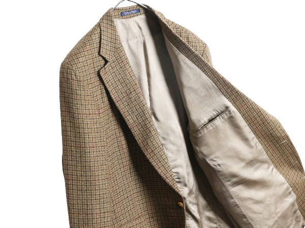 90s POLO UNIVERSITY CLUB ラルフローレン テーラード ジャケット メンズ XL 程/ 古着 オールド ポロ ブレザー ウール アルパカ チェック