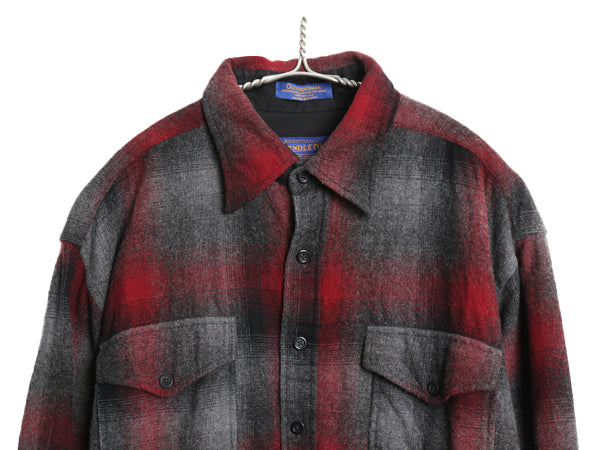 90s ペンドルトン x Outdoors Man オンブレ チェック 長袖 ウール シャツ メンズ L オールド シャドー 長袖シャツ マルチカラー カジュアル