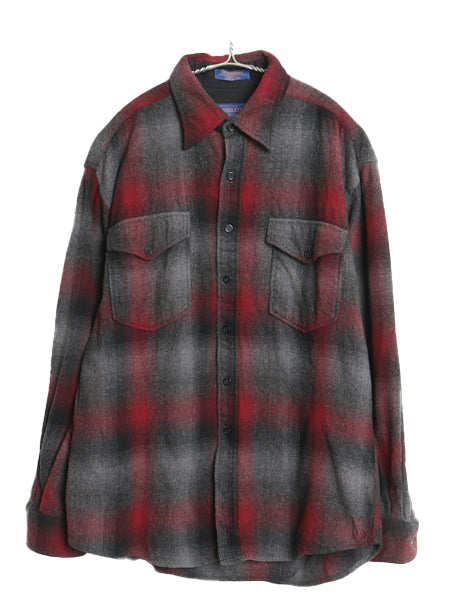 90s ペンドルトン x Outdoors Man オンブレ チェック 長袖 ウール シャツ メンズ L オールド シャドー 長袖シャツ マルチカラー カジュアル