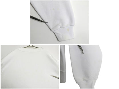 90s USA製 ドッグ カレッジ イラスト プリント スウェット メンズ レディース L オールド アニマル 犬 キャラクター トレーナー 裏起毛 白 
