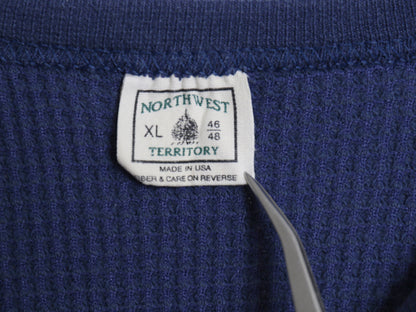 80s USA製 NORTHWEST TERRITORY 長袖 サーマル Tシャツ XL 小さめ メンズ L ヴィンテージ ロンT クルーネック アンダーシャツ ワッフル 紺