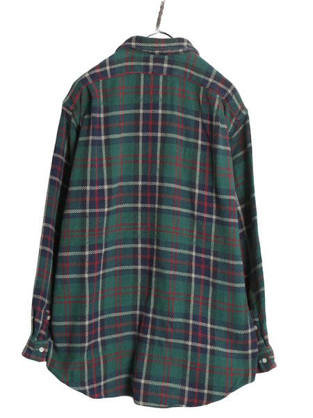 90s ラルフローレン 長袖 ヘビー フランネル シャツ メンズ L オールド ポロ チェック LOWELL SPORT ネルシャツ ワンポイント ポニー 厚手