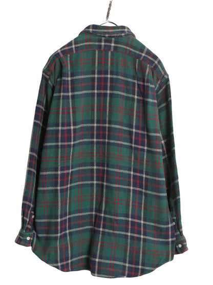 90s ラルフローレン 長袖 ヘビー フランネル シャツ メンズ L オールド ポロ チェック LOWELL SPORT ネルシャツ ワンポイント ポニー 厚手