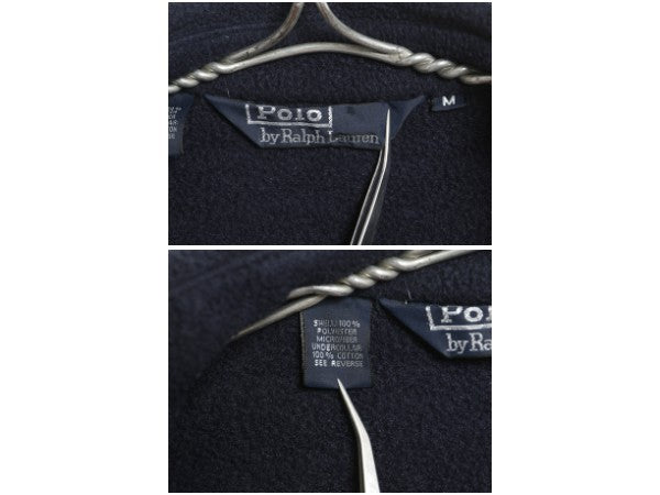 90s ポロ ラルフローレン フリース スイングトップ ジャケット メンズ M オールド ブルゾン フルジップ ジャンパー ワンポイント ネイビー