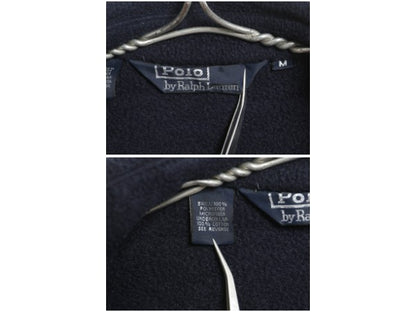 90s ポロ ラルフローレン フリース スイングトップ ジャケット メンズ M オールド ブルゾン フルジップ ジャンパー ワンポイント ネイビー