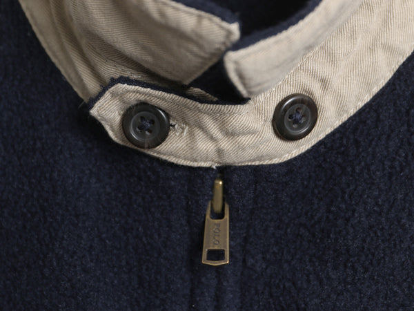 90s ポロ ラルフローレン フリース スイングトップ ジャケット メンズ M オールド ブルゾン フルジップ ジャンパー ワンポイント ネイビー