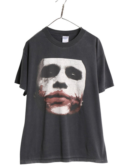 00s ★ ダークナイト ジョーカー イラスト プリント Tシャツ メンズ L / オールド オフィシャル バットマン ムービー アメコミ 当時物 黒