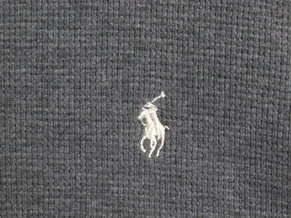 ポロ ラルフローレン 長袖 サーマル Tシャツ メンズ M 古着 ロンT ワッフル カットソー ワンポイント ストレッチ インナー シンプル グレー