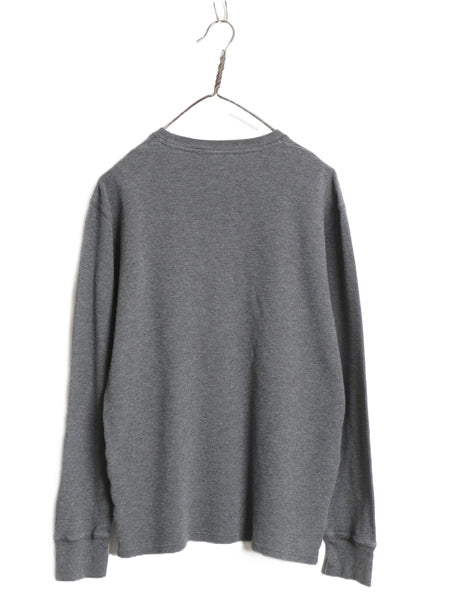 ポロ ラルフローレン 長袖 サーマル Tシャツ メンズ M 古着 ロンT ワッフル カットソー ワンポイント ストレッチ インナー シンプル グレー