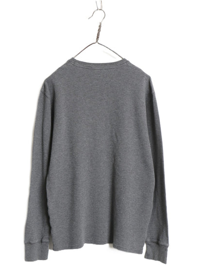 ポロ ラルフローレン 長袖 サーマル Tシャツ メンズ M 古着 ロンT ワッフル カットソー ワンポイント ストレッチ インナー シンプル グレー