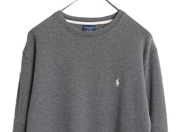 ポロ ラルフローレン 長袖 サーマル Tシャツ メンズ M 古着 ロンT ワッフル カットソー ワンポイント ストレッチ インナー シンプル グレー